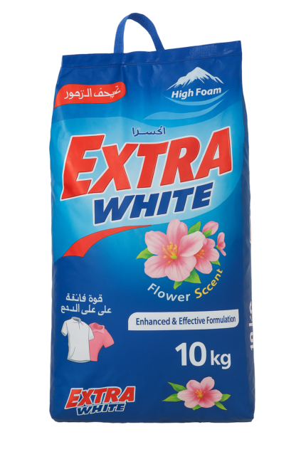 Extra White High Foam Detergent Powder 10kg – Flower Scent